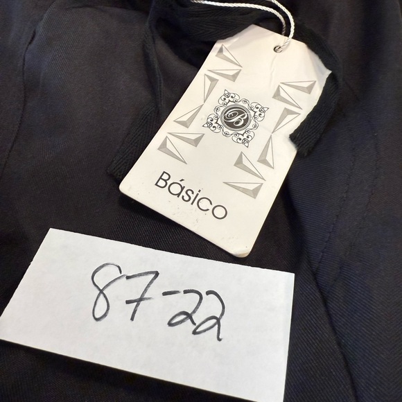 Basico black silky shorts elastic drawstring waist roomy front & back pockets M - Picture 11 of 11